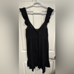 GLAM Black Dress, Woman Size Large, Woman Summer Dress, Ruffle Strap Dress